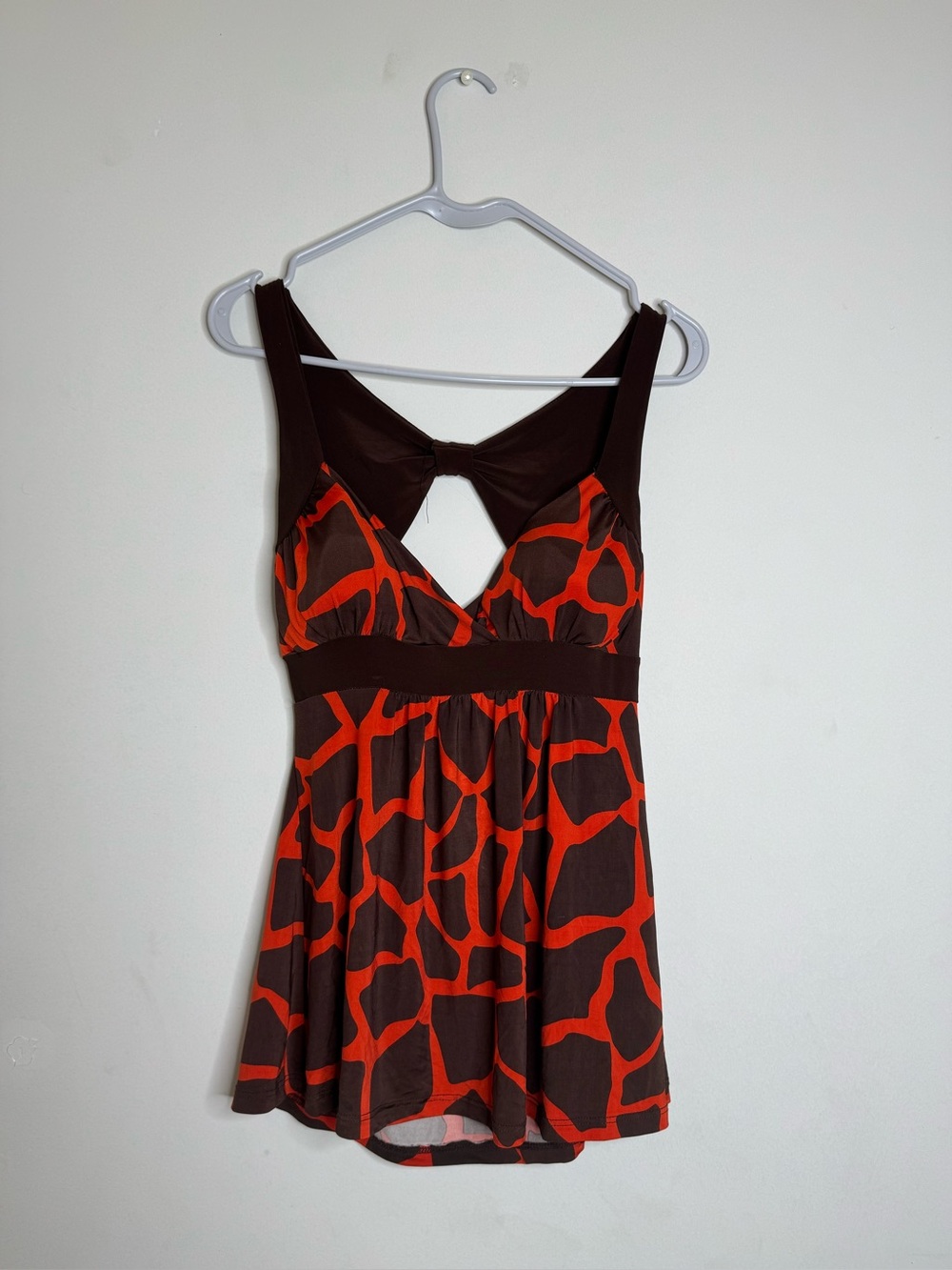 Rue21 Brown Dress with Bright Orange Abstract Print